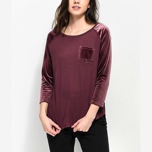 Hayden Berry Velvet Sleeve Baseball Shirt